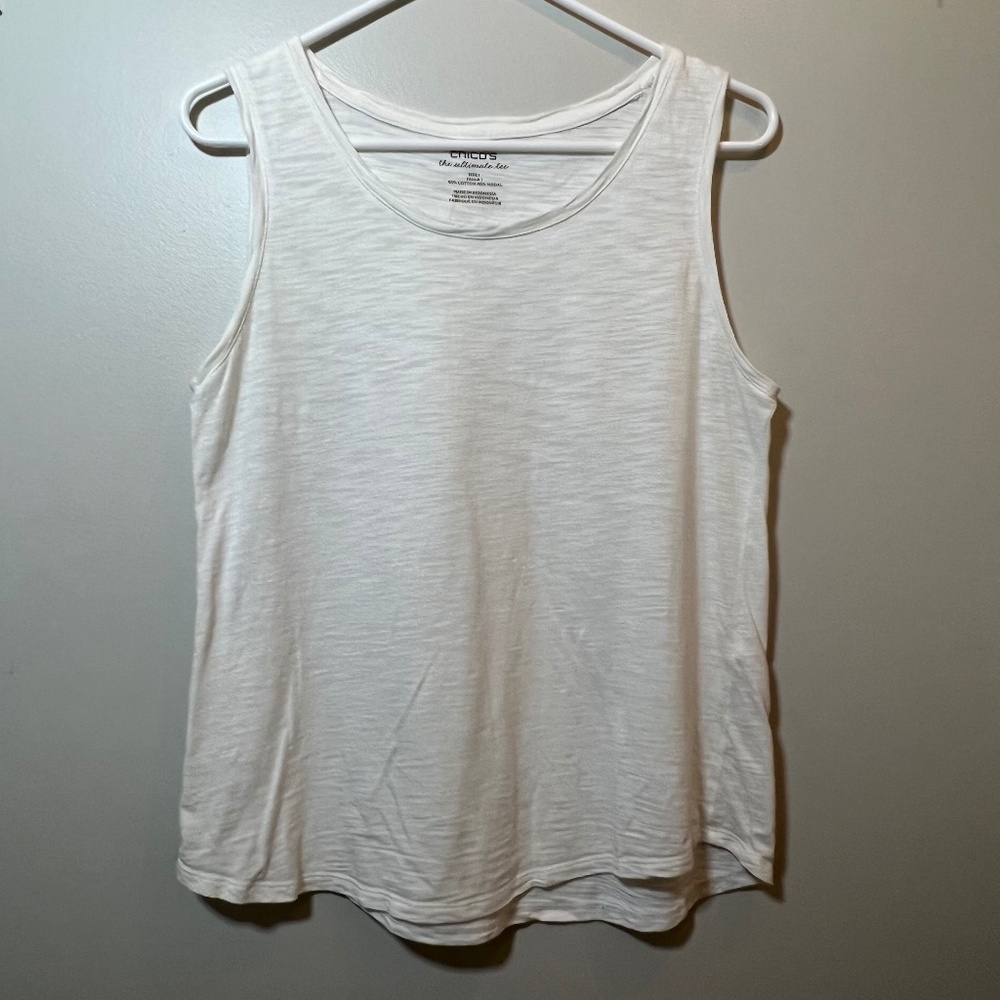 Chico’s “The Ultimate Tee” White Tank Top Size Women’s 1